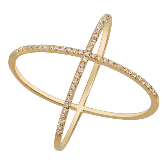 14k Yellow Gold X Diamond Ring