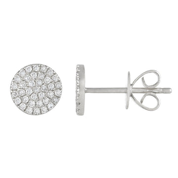 14k White Gold Circle Diamond Stud Earrings 7mm