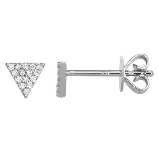 14k White Gold Triangle Diamond Stud Earrings