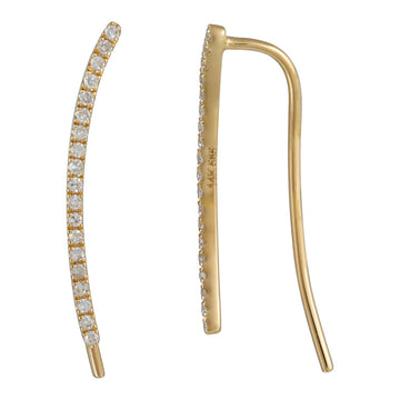 14k Yellow Gold Diamond Curved Ear Crawler 20mm