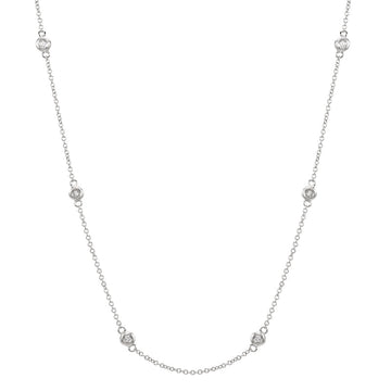 14k White Gold Diamond By Yard Bezel Necklace