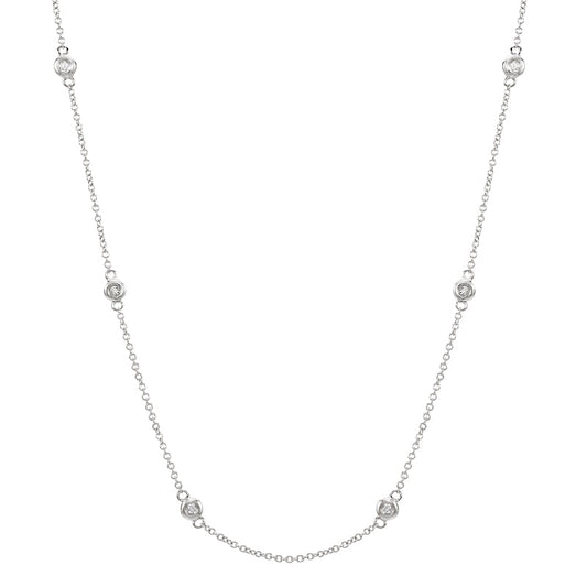 14k White Gold Diamond By The Yard Necklace