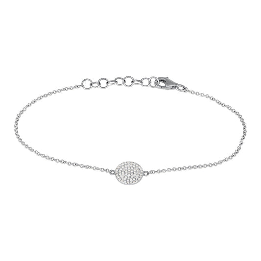 14k White Gold Pave Diamond Disc Bracelet 8mm