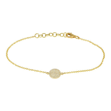 14k Yellow Gold Pave Diamond Disc Bracelet 8mm