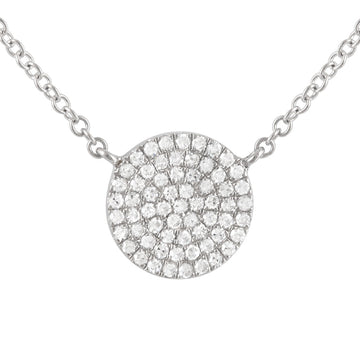 14k White Gold Diamond Circle Necklace 8mm