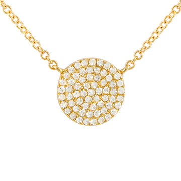 14k Yellow Gold Diamond Circle Necklace 8mm