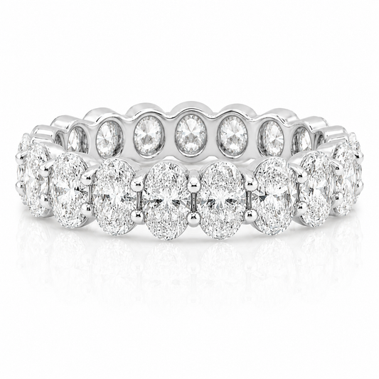14k White Gold Lab Grown Oval Diamond Eternity Band 4.50ctw