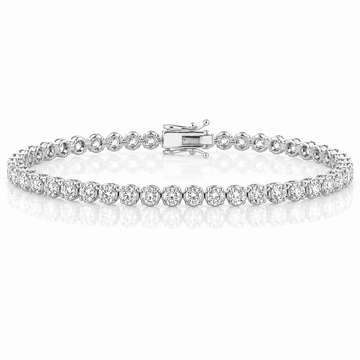 14k White Gold Lab Grown Round Diamond Crown Prong Tennis Bracelet 4.50ctw