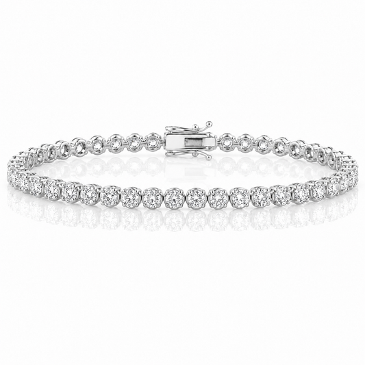 14k White Gold Lab Grown Round Diamond Crown Prong Tennis Bracelet 4.50ctw