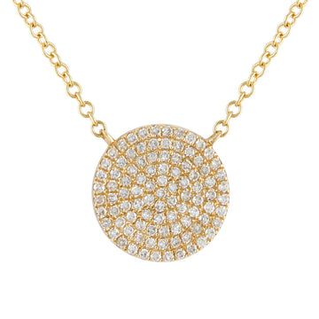 14k Yellow Gold Diamond Circle Necklace 10mm