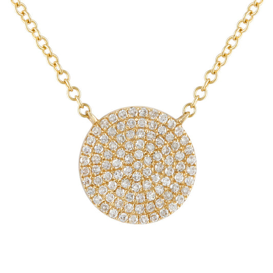 14k Yellow Gold Diamond Circle Necklace 10mm