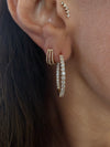 14k Yellow Gold Three Row Diamond Caged Lobe Earrings .20ctw