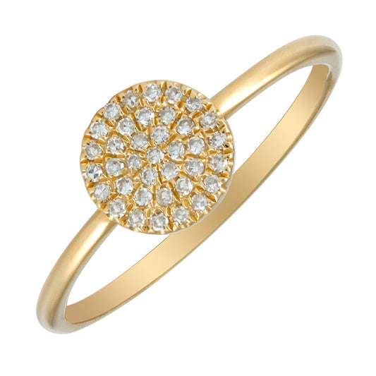 14k Yellow Gold Pave Diamond Circle Ring