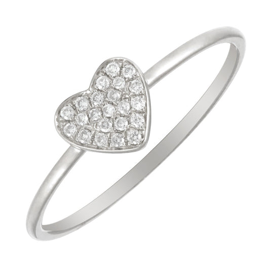 14k White Gold Bordered Heart Diamond Ring