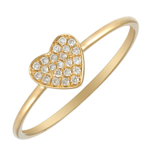 14k Yellow Gold Bordered Heart Diamond Ring