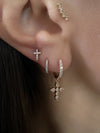14k White Gold Mini Cross Diamond Stud Earrings