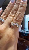 14k White Gold Lab Grown Multi Shape Asymmetrical Swirl Diamond Eternity Band 5.50ctw