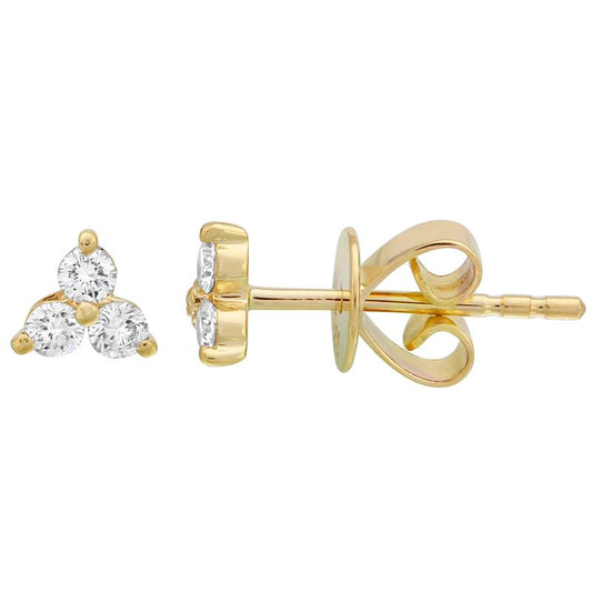 14k Yellow Gold Mini Trio Diamond Stud Earrings 4.5mm