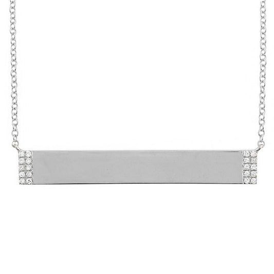 14k White Gold Diamond Bar Necklace