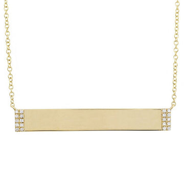 14k Yellow Gold Diamond Bar Necklace