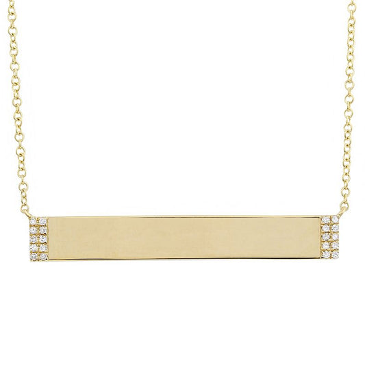 14k Yellow Gold Diamond Bar Necklace