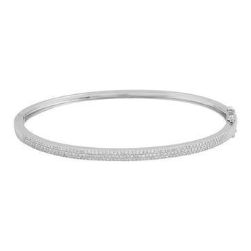 14k White Gold Triple Row Diamond Bangle