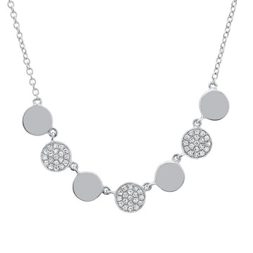 14k White Gold Alternating Diamond Circle Necklace