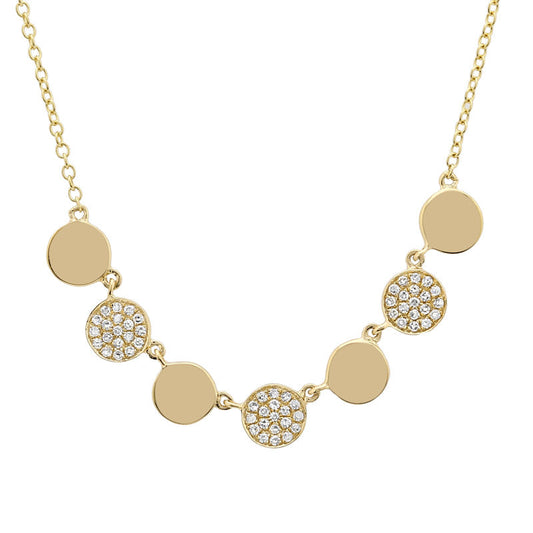 14k Yellow Gold Diamond Circles Necklace