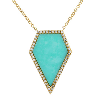 14k Yellow Gold Turquoise Diamond Necklace