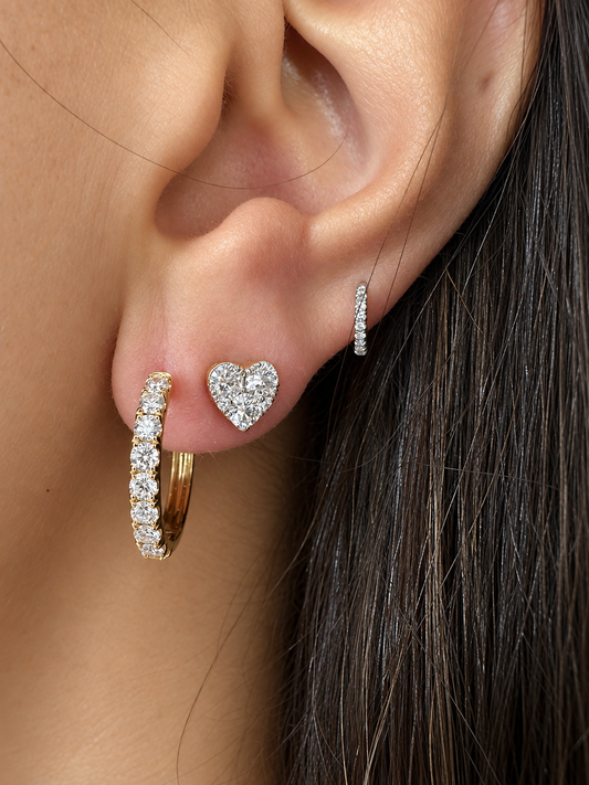 14k Yellow Gold 6.5mm Heart Diamond Stud Earrings .35ctw