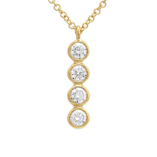 14k Yellow Gold Four Diamond Bezel Necklace