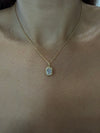 14k Yellow Gold 2.00ct Lab Grown Cushion Diamond Bezel Necklace
