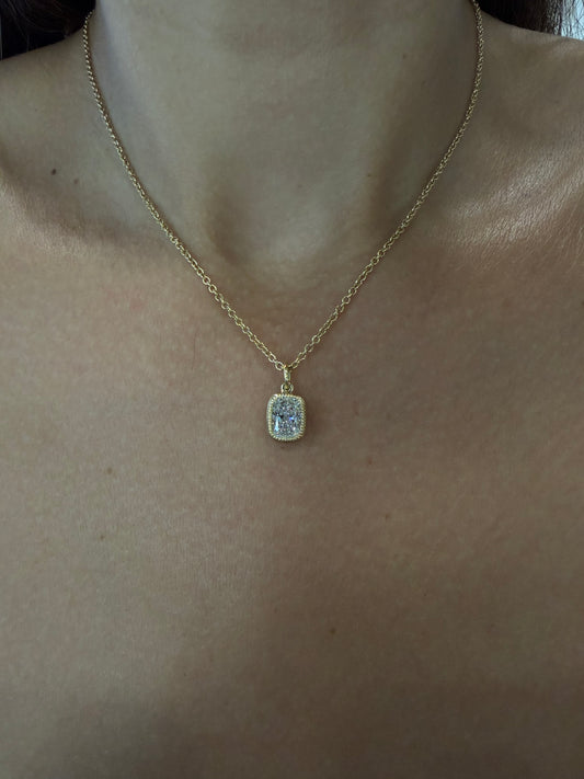 14k Yellow Gold 2.00ct Lab Grown Cushion Diamond Bezel Necklace