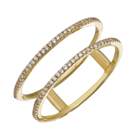 14k Yellow Gold Double Diamond Ring