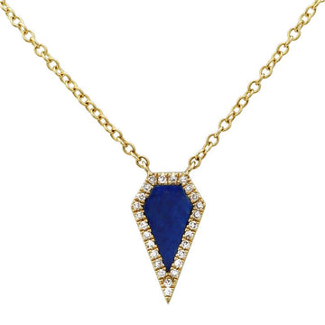 14k Yellow Gold  Diamond Lapis Necklace