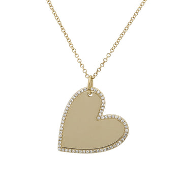 14k Yellow Gold Slanted Diamond Heart Necklace