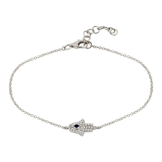 14k White Gold Hamsa Diamond Bracelet