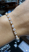14k Yellow Gold Lab Grown Multi Shape Emerald & Oval & Round Diamond Tennis Bracelet 7.00ctw