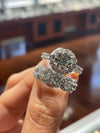 14k White Gold Lab Grown Five Stone Round Diamond Halo Band 1.75ctw