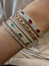 14k Yellow Gold Emerald Diamond Bangle 2.00ctw