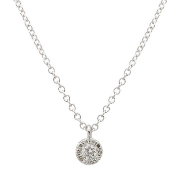 14k White Gold Mini Diamond Halo Necklace