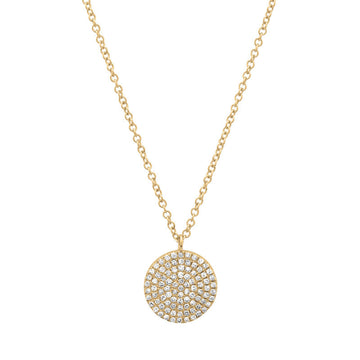 14k Yellow Gold Diamond Circle Pendant Necklace 10mm