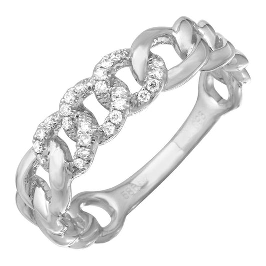 14k White Gold Front Diamond Cuban Link Ring