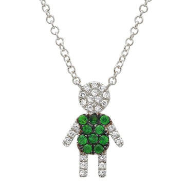 14k White Gold Diamond Tsavorite Boy Necklace