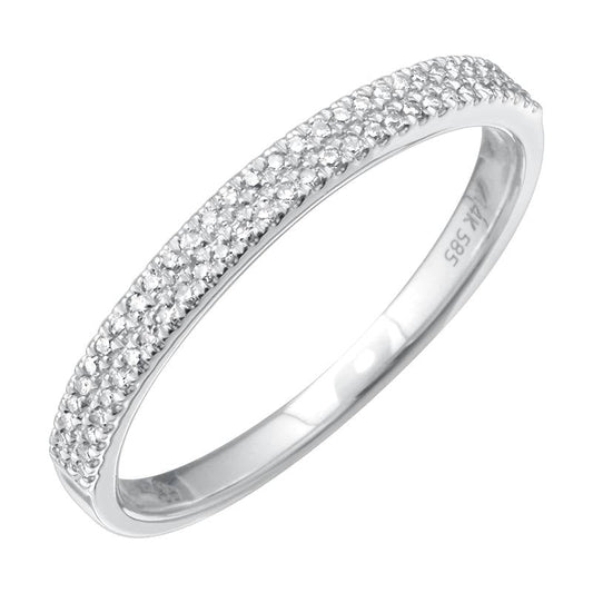 14k White Gold Double Row Diamond Ring