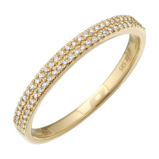 14k Yellow Gold Double Row Diamond Ring