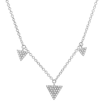 14k White Gold Trio Diamond Triangle Necklace