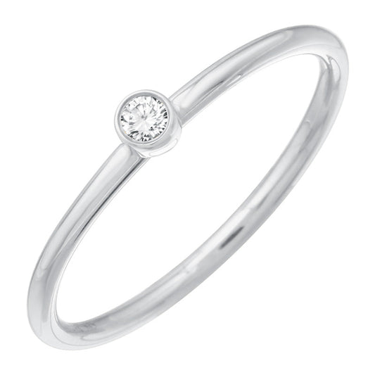 14k White Gold Mini Diamond Bezel Ring