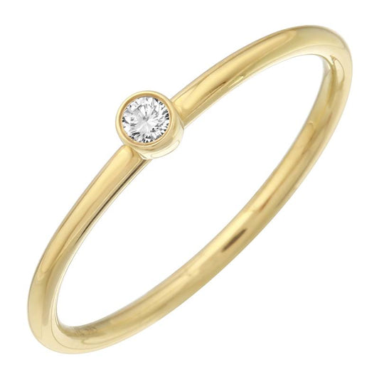 14k Yellow Gold Mini Diamond Bezel Ring