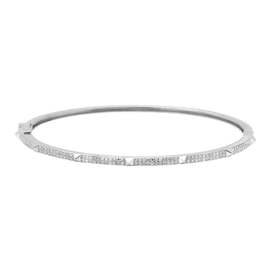 14k White Gold Diamond Pyramid Bangle 2.2mm